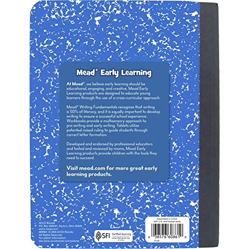 Mead Primary Composition Book, Primary Ruled Journal, Grades K-2, 7-1/2" x 9-3/4", 100 Sheets per Comp Book, Colors Will Vary, 12 Pack (610054-ECM) - size: Pack of 12, style: Grades K-2