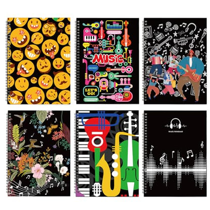 MAXCURY Blank Sheet Music Composition Manuscript Staff Paper Art Music Notebook Black 100 Pages 26x19cm (FunnyEmojis/Black) - color: FunnyEmojis/Black