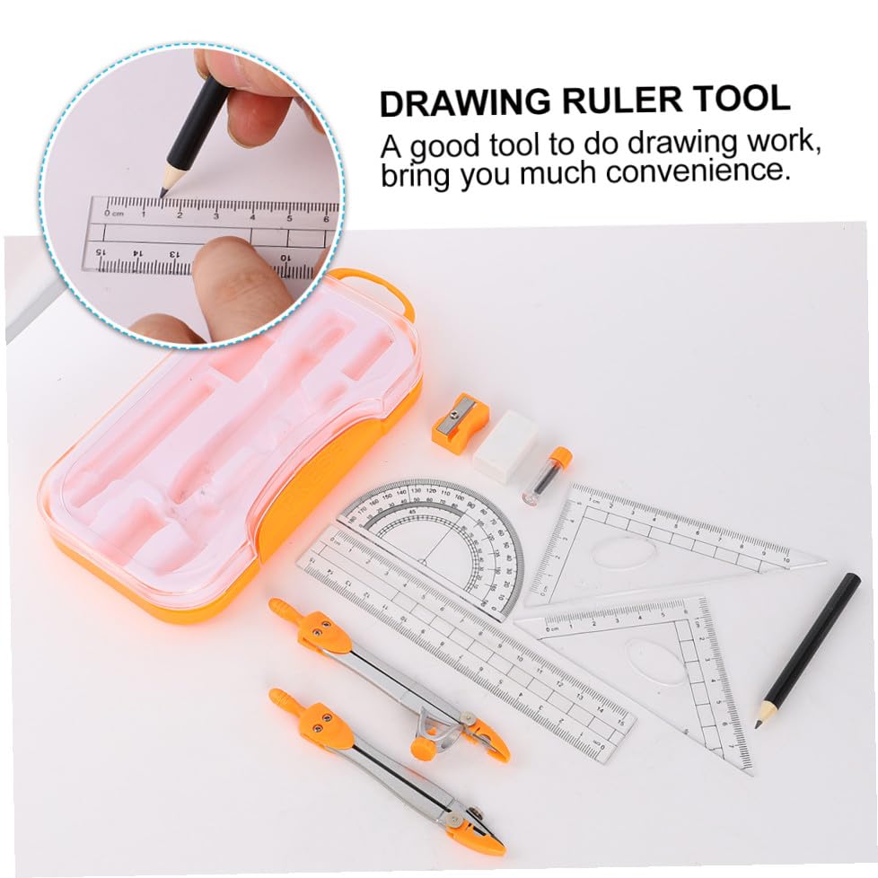 jojofuny Metal Compass Geometry Drawing Kit 10pcs Set with Drawing Rulers for Students Exam Math Geometry Tools Random Color