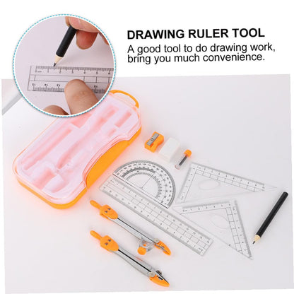 jojofuny Metal Compass Geometry Drawing Kit 10pcs Set with Drawing Rulers for Students Exam Math Geometry Tools Random Color