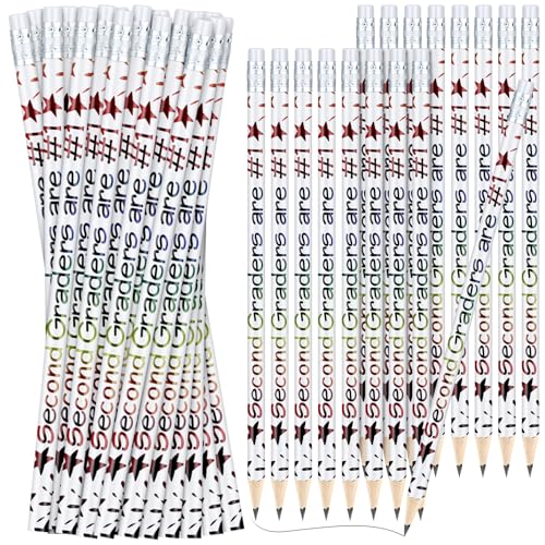 Tenceur 48 Pcs 2nd Graders Pencils Bulk Motivational Pencils with Erasers Inspirational Pencil with Back to School Supplies for Kids Student Teacher Classroom Reward - style: 2nd Graders