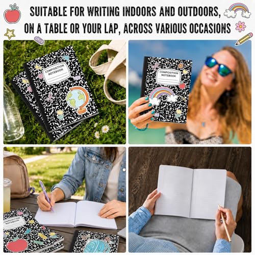 12 Pack Large Composition Notebooks Bulk 9.8 × 7.5 in Wide Ruled Hard Cover Composition Book Assorted Marble Journal College Ruled Paper for College Office Back to School Supplies(Black and White) - size: 12 Pack, style: Composition