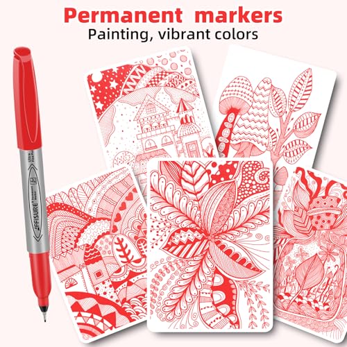 Red Ultra Fine Point Permanent Marker, 20 Pack, 0.4 mm, Precision Fine Tip for Detailed Writing, Art, Crafts & Labeling on Paper, Plastic, Glass, Metal, Waterproof, Fade-Resistant Ink - size: 20