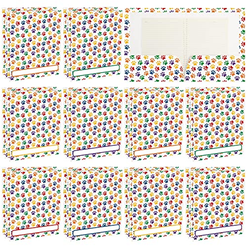 Yexiya 24 Pcs Dog Folders Paw Print Folders with Pocket Multi Colored Puppy for Breeders Paperwork Dog Pocket File for Kids Students Educational and Learning Activities Classroom(White) - color: White
