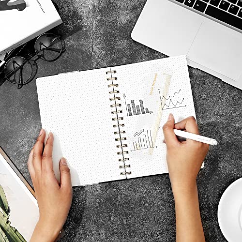 Dot Grid Spiral Notebook A5 Spiral Bullet Dotted Journal 160 Pages Thick Dot Paper Notebooks Plastic Hardcover Spiral Notebook 5x7 Wire Bound Notebooks for Note Taking School Office Supplies,Black - color: Black, style: B - Dotted - A5