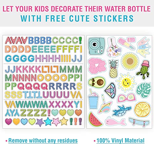 CHILLOUT LIFE 12oz Kids Insulated Stainless Steel Water Bottle with Leak Proof Straw Lid & 144 Stickers - color: Blue Space, style: 12 oz