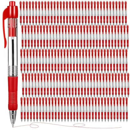Fainne 200 Pack Retractable Ballpoint Pen 1.0 mm Medium Point Refillable Smooth Click Writing Pens With Grip for Work Journal Writing Office School Supplies (Red Ink) - color: Red Ink