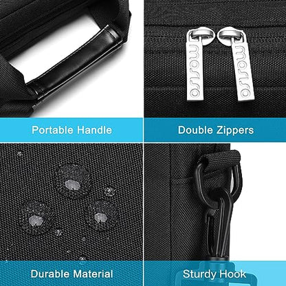MOSISO Laptop Shoulder Bag 15.6 inch, 15-15.6 inch Computer Bag | Compatible with MacBook Pro 16 inch, HP, Dell, Lenovo with 2 Raised&1 Flapover&1 Horizontal Pocket&Handle&Belt, Black - color: Black, size: 16 inch