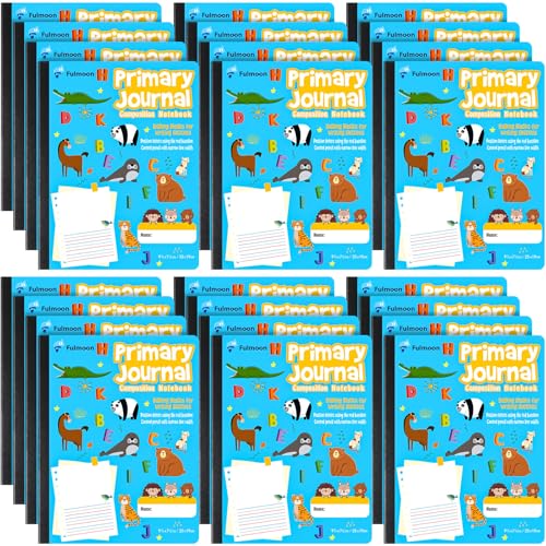 Fulmoon 24 Pcs Primary Composition Notebook K-2 with Picture Space Primary Journal Grades K-2 Draw and Write Journal Composition Book for Preschool Classroom, 80 Sheet (Blue) - color: Blue