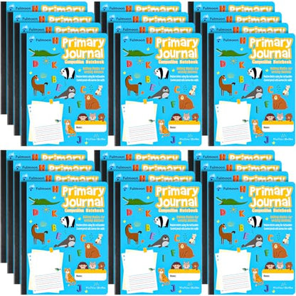 Fulmoon 24 Pcs Primary Composition Notebook K-2 with Picture Space Primary Journal Grades K-2 Draw and Write Journal Composition Book for Preschool Classroom, 80 Sheet (Blue) - color: Blue