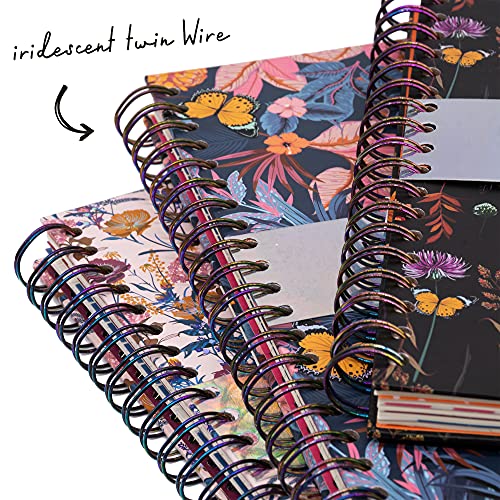 Pukka Pad 5 Subject Spiral Notebook 3-Pack - 200 Pages, 100 Sheets of 80GSM Paper with Repositionable Dividers & Perforated Edges for School & Office Planning & Organization - B5-7 X 10, Bloom - color: Bloom