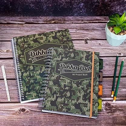 Pukka Pad 5 Subject Spiral Notebook 3-Pack - 200 Pages, 100 Sheets of 80GSM Paper with Repositionable Dividers & Perforated Edges for School & Office Planning & Organization - B5-7 X 10, Camo - color: Camo
