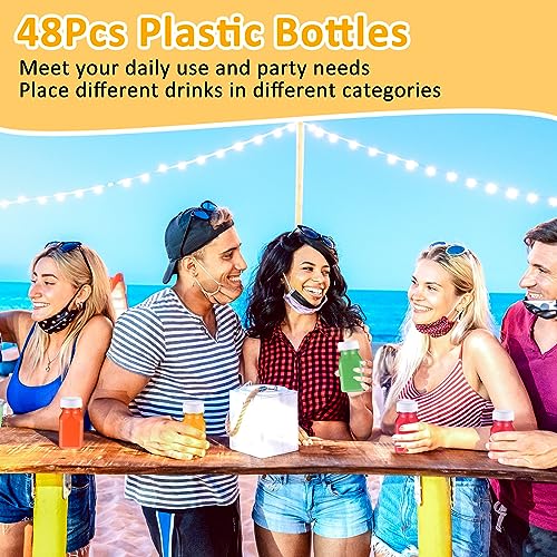 Patelai 48 Pcs Plastic Juice Bottles, 4 oz Shot Bottles with Caps Small Reusable Clear Juice Containers Bulk with Leakproof Lids for Juicing, Smoothies, Milk, Coffee, and Cold Beverages (White) - color: White, size: 4 oz