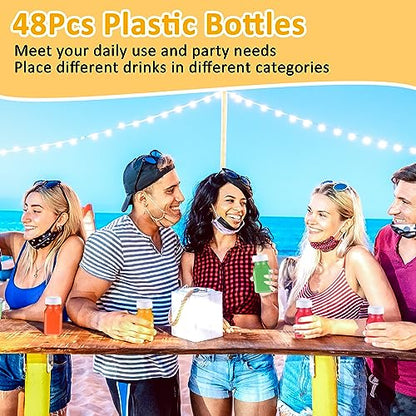 Patelai 48 Pcs Plastic Juice Bottles, 4 oz Shot Bottles with Caps Small Reusable Clear Juice Containers Bulk with Leakproof Lids for Juicing, Smoothies, Milk, Coffee, and Cold Beverages (White) - color: White, size: 4 oz