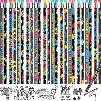 60 Pcs Motivational Pencils Bulk, Fun Inspirational School Pencils for Classroom, Cute Wood Pencils with Encourage Positive Sayings, Back to School Supplies for Kids Student Teacher Classroom Reward - size: 60 Count (Pack of 1)