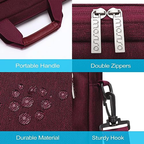 MOSISO Laptop Shoulder Bag 15.6 inch, 15-15.6 inch Computer Bag | Compatible with MacBook Pro 16 inch, HP, Dell, Lenovo with 2 Raised&1 Flapover&1 Horizontal Pocket&Handle&Belt, Wine Red - color: Wine Red, size: 16 inch