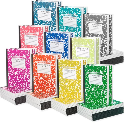 Fainne 100 Pack A5 Composition Notebooks Bulk College Ruled Composition Notebooks Marble Covers Notebook for Student Classroom Office Supplies 30 Sheet/60 Page(Light Color) - color: Light Color