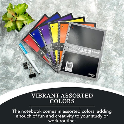 three leaf WIDE RULED 8" x 10 1/2" SPIRAL NOTEBOOK (Pack of 12, Wide Ruled) - color: Wide Ruled, size: Pack of 12