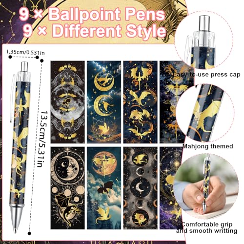 Wxiben Dragon Sticky Notes with Pens - 18 Pcs Fantasy Ballpoint Pens Notepads Set Cool Dragon Notes Black Ink Pen Animal Lover Gifts for Women Men Study Office School Supplies Party Favor - color: Dragon