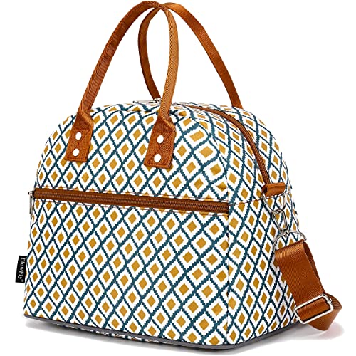 FlowFly Insulated Lunch Bag With Shoulder Strap for Women, Men, and Kids, Large and Reusable, Handle, Freezable Work and School Travel Tote and Meal Prep Organizer,Square - color: Square