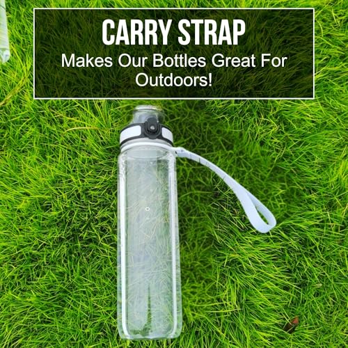 Clear Plastic Water Bottle | No Markings 32oz Chug Lid Sports Water Bottle | Leak Proof Re-Usable Flip Top Plastic Drinks Bottles for School, Office, Gym, Cycling, Exams (Clear-32oz) - color: Clear-32oz