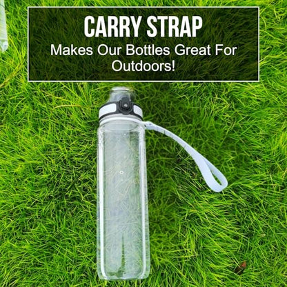 Clear Plastic Water Bottle | No Markings 32oz Chug Lid Sports Water Bottle | Leak Proof Re-Usable Flip Top Plastic Drinks Bottles for School, Office, Gym, Cycling, Exams (Clear-32oz) - color: Clear-32oz