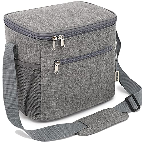 GYEUKHAM Insulated Lunch Bag for Adult/Women/Men, Reusable Large Lunch Box Cooler Soft Leakproof Tote, Thermal Meal Prep Lunch Pail with Adjustable Shoulder Strap for Picnic/School/Travel/Office,Grey - color: Gray