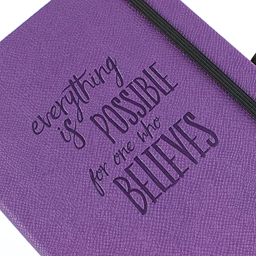 RICCO BELLO Lined Journal Notebook, Purple Inspiration, 5.7 x 8.4-Inch | Faux Leather Hardcover, College Ruled, 96 Sheets / 192 Pages, Pen Holder, For Work & Notes - color: Purple Inspiration