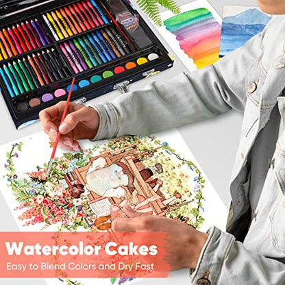 Soucolor 183-Pack Cute Preppy Stuff School Office Teacher Supplies | 48 ct Crayons,24 Oil Pastels,24 Drawing Pencils,Art Markers,Watercolor Cakes,Sketch Papers,Classroom Must Have,Stocking Stuff - style: Spaceship