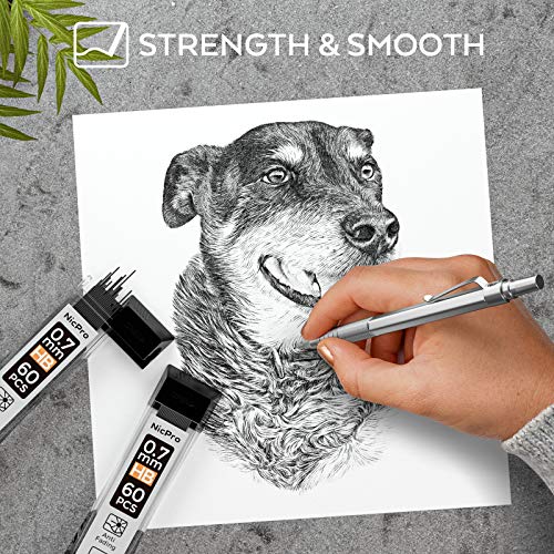 Nicpro 1200 PCS Lead Refills 0.7mm HB #2 Break Resistant Mechanical Pencil Refills 0.7 mm, 60 Pack Per Tube, 20 Tubes - size: 60 Count (Pack of 20), style: 0.7 HB