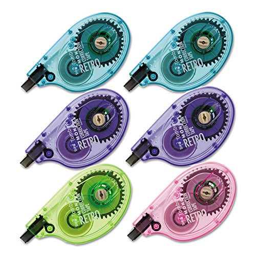 Tombow 68670 MONO Retro Correction Tape, Assorted Colors, 6-Pack. Colorful, Easy To Use Applicator for Instant Corrections