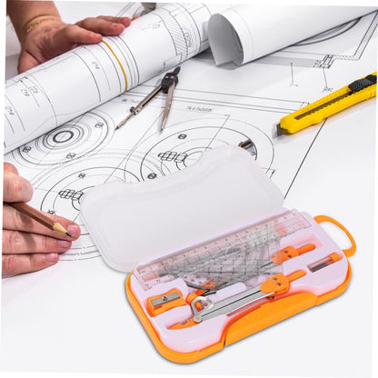 Metal Compass Drawing Tool Set 10pcs Geometry Ruler Kit for Students with Math Drawing Compasses Suitable for School Exams and Drafting Random Color