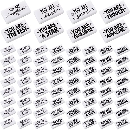 PerKoop 100 Pcs Erasers Bulk for Kids, Inspirational Back to School Pencil Eraser - White Fun Motivational Erasers Gifts for Kids Students Borradores Classroom Prizes School Office Supplies