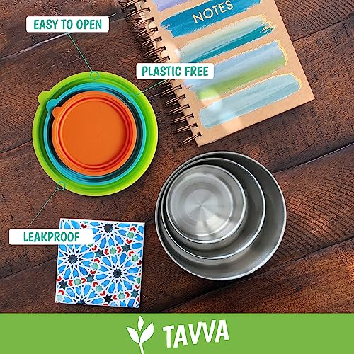 TAVVA Stainless Steel Lunch Containers [12oz/ 7oz/ 3oz] - BPA-Free Metal Lunchbox with Leakproof Silicone Lids - Lunch Box - Small Snack Food Containers with Lids - Dishwasher Safe - color: Lagoon