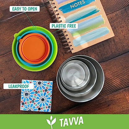 TAVVA Stainless Steel Lunch Containers [12oz/ 7oz/ 3oz] - BPA-Free Metal Lunchbox with Leakproof Silicone Lids - Lunch Box - Small Snack Food Containers with Lids - Dishwasher Safe - color: Lagoon