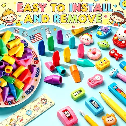 Pencil Eraser Caps Top Erasers 300 Pack Pencil Erasers Toppers Rewards Gifts for Back to School Home Classroom Office Teacher Graduation Party Art Drawing Supplies