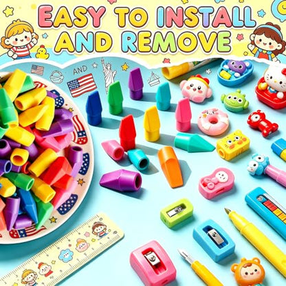 Pencil Eraser Caps Top Erasers 300 Pack Pencil Erasers Toppers Rewards Gifts for Back to School Home Classroom Office Teacher Graduation Party Art Drawing Supplies