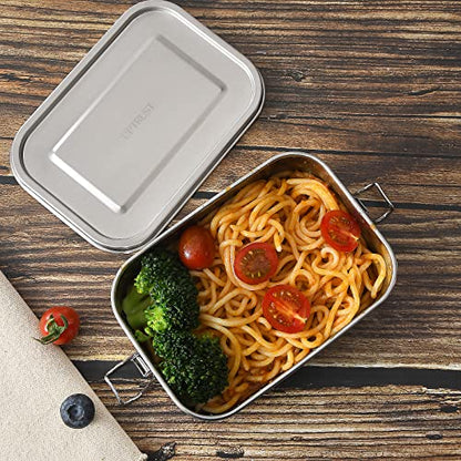 UPTRUST Leak Proof Stainless Steel Lunch Food Container, 1200ML/40oz Large Bento Boxes Metal Lunch Box for Kids or Adults - Lockable Clips Adjustable Divider included - size: 1200 ML - with Adjustable Divider