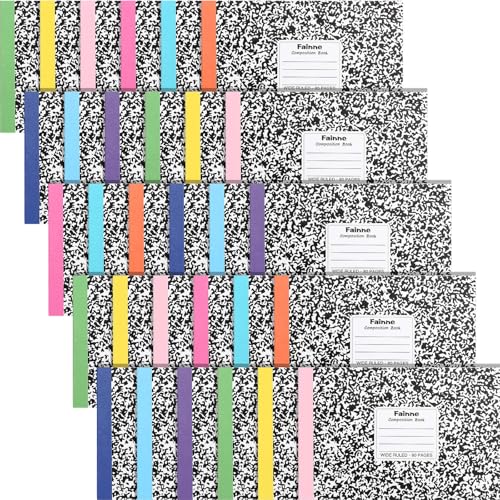 Fainne 30 Pack Composition Notebooks Half Size 4-7/8 x 7-1/2 Inches Wide Ruled Half Page Composition Notebook for Journal School Classroom Supplies 40 Sheet (Multicolor Spine,Snowflake Style) - color: Multicolor Spine, style: Snowflake Style