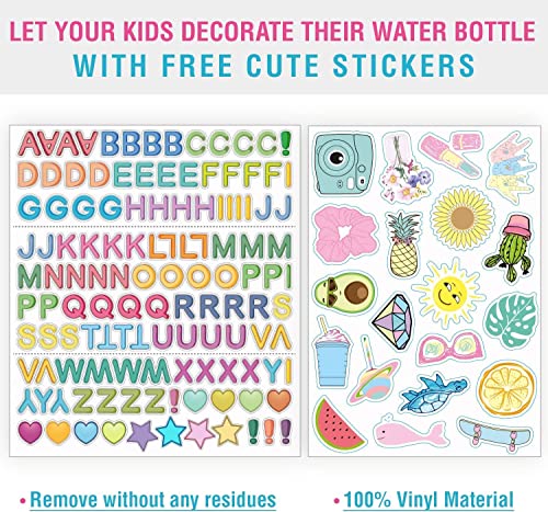 CHILLOUT LIFE 17oz Kids Insulated Stainless Steel Water Bottle with Leak Proof Spout Lid & 144 Stickers - color: Black, style: 17 oz