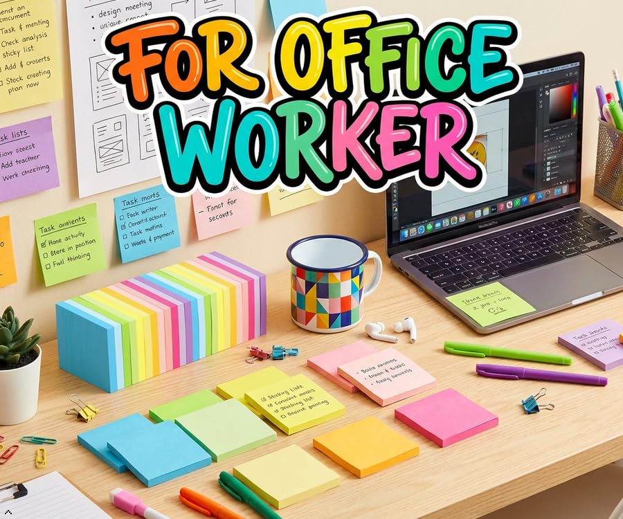 (24 Pads) Sticky Notes 3x3 Inches,Bright Colors Self-Stick Pads, Easy to Post for Home, Office, Notebook
