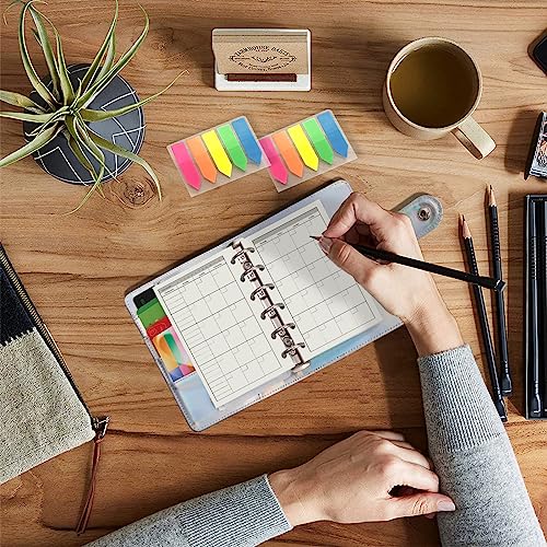 Harphia A7 6-Hole Binder Refill Value Set: 90-Sheet Monthly Plan Loose Leaf Paper with Stickers and Dividers, Planner Insert with Binder Pockets - color: Month Paper Set, size: A7