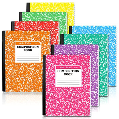 feela Composition Notebook, 8 Pack 8 Pastel Colors Wide Ruled Composition Books Bulk, Marble Cover Notepad Lined Cute Journal Notebooks for School Supplies Notes Taking Writing, 9.75 X 7.5 in - color: 8 Pastel Wide Ruled