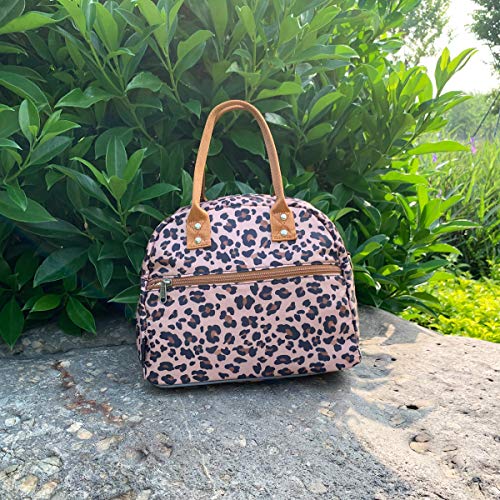 FlowFly Insulated Lunch Bag With Shoulder Strap for Women, Men, and Kids, Large and Reusable, Handle, Freezable Work and School Travel Tote and Meal Prep Organizer,Leapard - color: Leopard