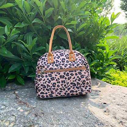 FlowFly Insulated Lunch Bag With Shoulder Strap for Women, Men, and Kids, Large and Reusable, Handle, Freezable Work and School Travel Tote and Meal Prep Organizer,Leapard - color: Leopard