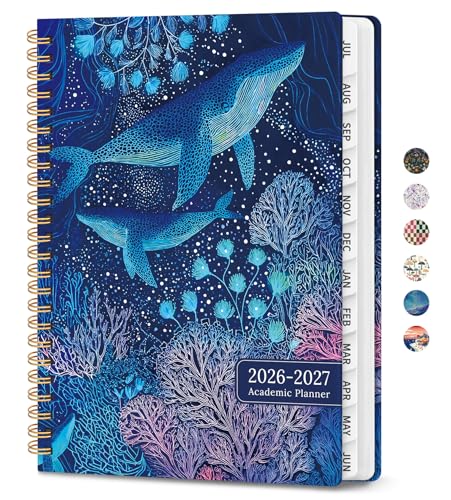Planner 2026-2027, Academic Planner Weekly and Monthly, Jul 2026 - Jun 2027, Spiral Bound School Planning Tool with Tabs and Pocket, Perfect for Students & Teacher, 6.3" x 8.5", Luminous Deep - color: P-Luminous Deep, size: 6.3"x8.5" (A5)