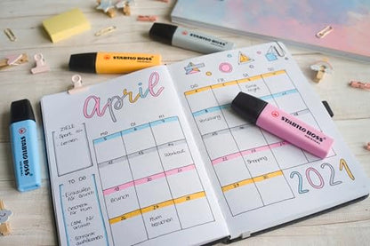 STABILO - BOSS ORIGINAL Pastel - Highlighter - Pack of 6 - Milky Yellow, Creamy Peach, Pink Blush, Lilac Haze, Hint of Mint, Touch of Turquoise - color: Milky Yellow, Creamy Peach, Pink Blush, Lilac Haze, Hint of Mint, Touch of Turquoise, size: 6 Count (P