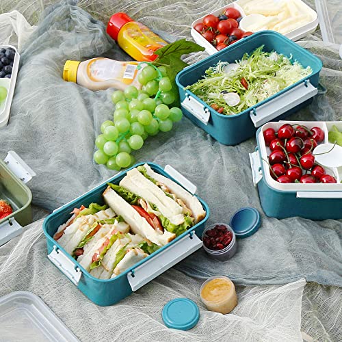 47oz Salad Lunch Container To Go, 3 Pack Salad Bowls Bento Lunch Boxes | Food Storage Meal Prep Containers with Tray/Dressing Containers for Salad, Snacks,Fruit, BPA Free, Microwave Dishwasher Safe - color: Navy & Navy & Navy