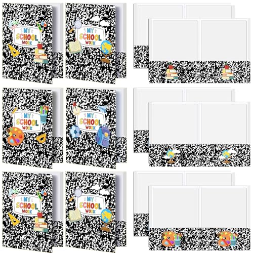 Kosiz 12 Pcs 9x12 Composition Book 2 Pocket Folder, Cute Marble Take Home File Bulk Kid Student Homework Paper File Folder for School Classwork Office Home Classroom Teacher Business Party Supply - style: Composition Book
