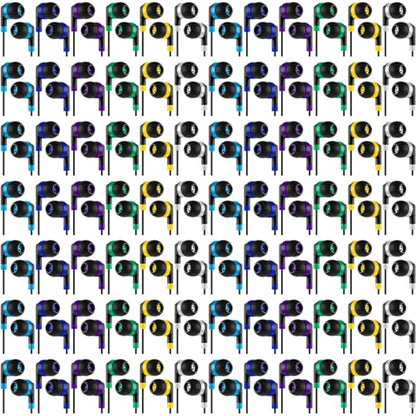 Kigeli 300 Packs Bulk Earbuds Headphones Wired Earphones for Classroom Kids Colorful in Ear Students Ear Buds with 3.5mm Jack for Laptop School Library Supplies, No Microphone (Interlaced Black) - color: Interlaced Black